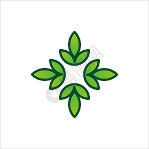 几何叶健康植物叶花自然健康标志设计 在白色背景上孤立的股票矢量图图片