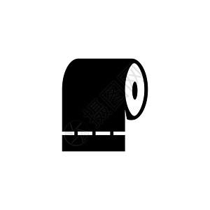 卫生纸卷卫生巾 平面矢量图标说明 白色背景上的简单黑色符号 用于 web 和移动 UI 元素的卫生纸标志设计模板图片