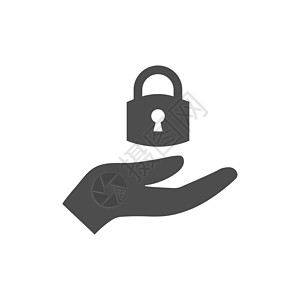 张开手和锁定图标 矢量插图 平面设计隐私安全黑色秘密商业电脑互联网艺术代码按钮图片