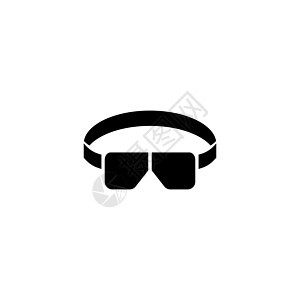 焊工眼镜有色护目镜松紧带 平面矢量图标说明 白色背景上的简单黑色符号  Web 和移动 UI 元素的焊工眼镜标志设计模板图片