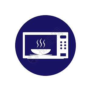家用电器 厨房 微波图标 矢量插图 平面设计烹饪金属展示用具电子产品食物圆圈按钮消费者玻璃图片