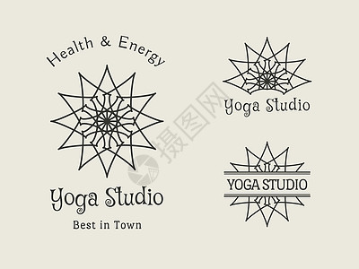 瑜伽工作室矢向 Lologo 模板集活力药品标签平衡锻炼保健精神品牌徽章温泉图片