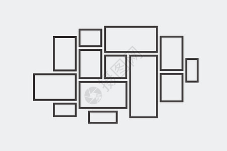 黑帧的集合 图片框矢量白色空白画廊艺术黑色展览木板框架海报长方形背景图片