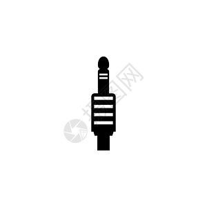 音频迷你插孔电缆插头连接器 平面矢量图标说明 白色背景上的简单黑色符号 用于 web 和移动 UI 元素的音频 Minijack图片