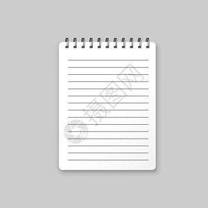 平面样式的空白模拟记事本图标 在孤立的白色背景上带有内衬矢量插图的笔记本 日记纸页模板经营理念图片