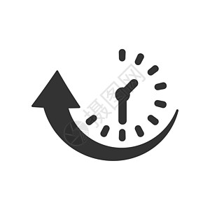 平面样式的停机时间图标 孤立在白色背景上的正常运行时间矢量插图 时钟经营理念利润计时器小时项目工作防火墙市场时间表间隔考勤图片