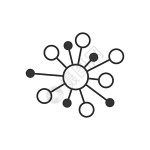 平面样式的集线器网络连接标志图标 孤立在白色背景上的 Dna 分子矢量图解 原子经营理念互联网全球链接圆圈网站团体插图社区社会商图片