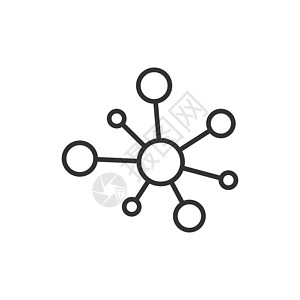 平面样式的集线器网络连接标志图标 孤立在白色背景上的 Dna 分子矢量图解 原子经营理念插图团体社会圆圈商业友谊营销网站互联网全图片