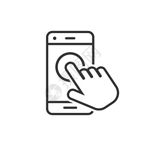 手触摸平面样式中的智能手机图标 白色孤立背景上的电话手指矢量插图 游标触摸屏经营理念工具棕榈屏幕药片手表导航光标手势电脑电子图片