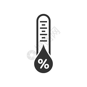平面样式的湿度图标 白色孤立背景上的气候矢量图解 温度预报经营理念压力水分空气气象房子天气晴雨表插图天空季节图片