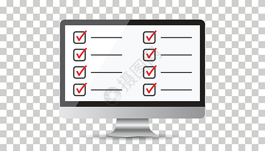 与计算机的商务人士清单 检查列表图标平面矢量图网络技术商务手机工具笔记电话屏幕盒子插图图片