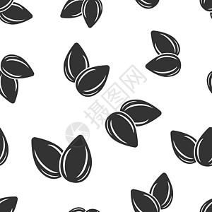 杏仁图标无缝图案背景 在孤立的白色背景上的豆矢量图 坚果经营理念水果扁豆环境核心插图生态植物牛奶种子生物图片
