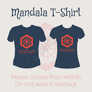矢量曼达拉T  Shirt小样精神旅行装饰品冥想上帝智慧文化寺庙信仰图片