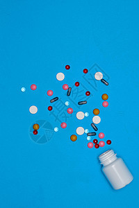 化学抗生素治疗保健听诊器特写帮助宏观科学蓝色红色医疗药店治愈医院处方化学品图片