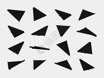 具有不同观点和角度的黑纸飞机收集资料旅行收藏航空空气翅膀玩具运输折纸创造力插图图片