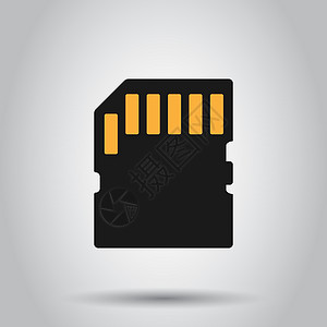 平面样式的微型 SD 卡图标 孤立背景下的内存芯片矢量图解 存储适配器业务概念闪光标准框架袖珍工具配饰相机数据电脑标签图片