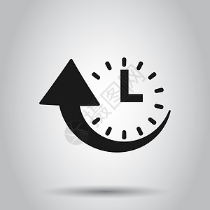 平面样式的停机时间图标 孤立背景上的正常运行时间矢量插图 时钟经营理念图片
