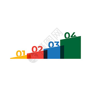 条形图或带有 4 个彩色列的图表 业务发展四个阶段的概念 现代信息图表设计模板 矢量图图片