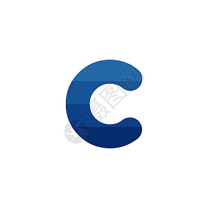 首字母 C 蓝色条纹标志模板 在白色背景上孤立的股票矢量图标签卡片字体推广标识艺术丝带网络插图马赛克图片