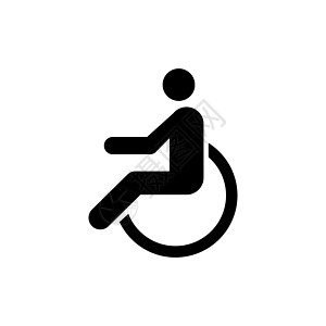 平面矢量图标说明 白色背景上的简单黑色符号 用于 web 和移动 UI 元素的残疾人轮椅障碍 Cripple 标志设计模板图片