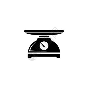 厨房秤重量测量工具 平面矢量图标说明 白色背景上的简单黑色符号 用于 web 和移动 UI 元素的厨房秤重量测量标志设计模板图片