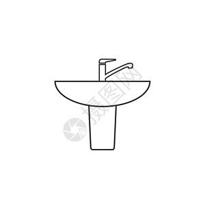 水盆图标 矢量说明 平板设计盆地插图卫生浴室盥洗厨房龙头卫生间营养洗涤图片