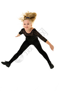 女孩体操健身女跳跃 心情良好的概念 暑假有氧运动运动快乐舞蹈运动员身体杂技演员灵活性平衡图片