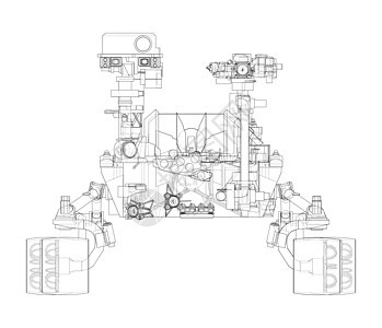 火星探测器  3 的矢量渲染天文学机器人草图小说绘画流动宇航员地质学探险家陨石图片