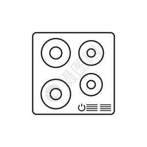 电子霍布图标 矢量插图 平面设计按钮电气器具家庭燃料烹饪厨房食物烤箱烧伤图片