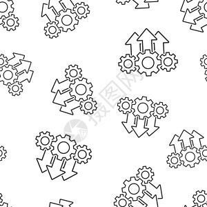 操作项目图标无缝图案背景 白色孤立背景上的齿轮过程矢量图 技术产生经营理念实施功效生产生产率商业服务公司创新银行业一体化图片