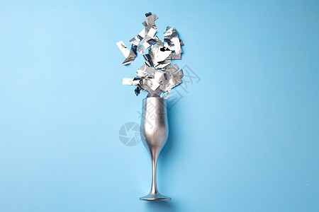 香香槟杯 面彩平板纪念日玻璃周年静物纸屑派对庆典创造力图片