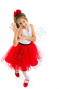 一个快乐的小女孩在挥舞她的手女性乐趣女儿太阳家庭女孩手势喜悦婴儿童年图片