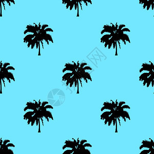 棕榈树图案无缝纹理隔离在蓝色背景上 用于任何网页设计或纺织品的棕榈树的简单插图图片