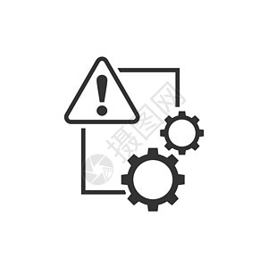 平面样式的文档错误图标 白色孤立背景上的破碎报告矢量插图 受损的经营理念安全风险数据警报中风办公室危险笔记合同腐败图片