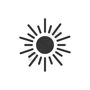 平面样式的太阳图标 白色孤立背景上的阳光符号矢量图解 日光经营理念晴天网络射线插图日落气候天气强光按钮辉光图片