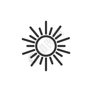 平面样式的太阳图标 白色孤立背景上的阳光符号矢量图解 日光经营理念天气强光活力插图网络绘画按钮辉光晴天气候图片