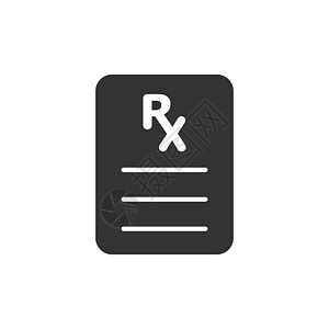 平面样式的处方图标  Rx 文档矢量插图在白色隔离背景上 纸业经营理念保险药店药物药品病人写作收据笔记制药疾病图片