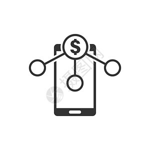 平面样式的支付服务图标 钱在孤立的白色背景上发送矢量图解 智能手机交易业务概念电话钱包金融商业加工帐户技术卡片现金硬币图片