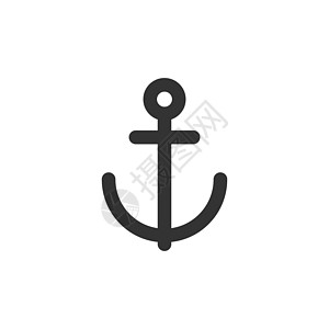 平面样式的船锚图标 白色孤立背景上的容器钩矢量插图 船舶设备经营理念航海旅行航行水手金属海军古董血管海浪徽章图片