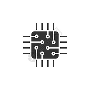 平面样式的计算机 cpu 图标 孤立在白色背景上的电路板矢量图解 主板芯片经营理念方案硬件理器工程技术电子产品电路母板海报网络图片