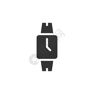 平面样式的手表图标 孤立在白色背景上的手时钟矢量插图 时间手链经营理念拨号小时圆圈网络乐器电脑商业带子网站警报图片