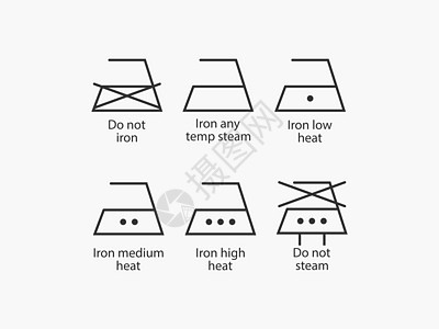 洗衣符号 熨烫图标 矢量图解 平板设计警告衣架字形服务机器洗涤剂说明液体标签织物图片