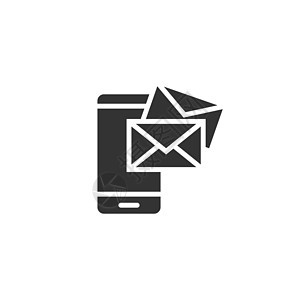 在平面样式的智能手机图标上的消息 在孤立的白色背景上带有电话矢量插图的邮件 信封经营理念邮资界面屏幕电子邮件商业网站空白互联网文图片