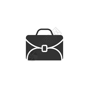 平面样式的公文包图标 孤立在白色背景上的商务人士包矢量插图 投资组合经营理念学校套装书包按钮商业文件夹黑色手提箱办公室职业图片