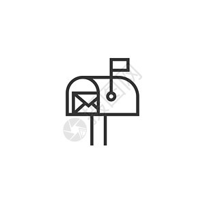 邮箱图标以平板风格 邮箱矢量插图在白色孤立背景上 电子邮件信封业务概念盒子依恋地址送货垃圾邮件明信片邮件中风邮政收件箱图片