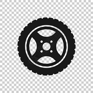 平面样式的车轮图标 孤立在白色背景上的车辆零件矢量图解 轮胎经营理念橡皮圆圈黑色卡车驾驶插图磁盘轮缘维修运输背景图片