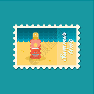 喷雾平面邮票中的日光膜邮戳邮政晒黑棕褐色卫生紫外线邮资海滩系数洗剂图片
