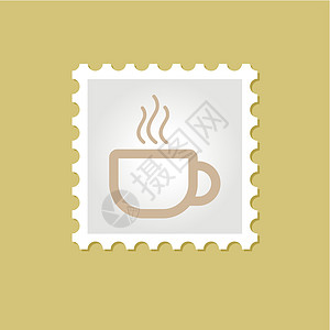茶或咖啡邮票盖章图片