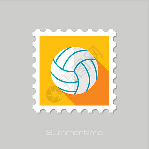 长阴影的排球平板邮票标签圆形海滩锦标赛活动贴纸学习邮戳皮革邮资背景图片
