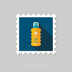 喷雾平面邮票中的日光膜瓶子防晒假期标签防晒霜邮资奶油贴纸紫外线晒黑图片
